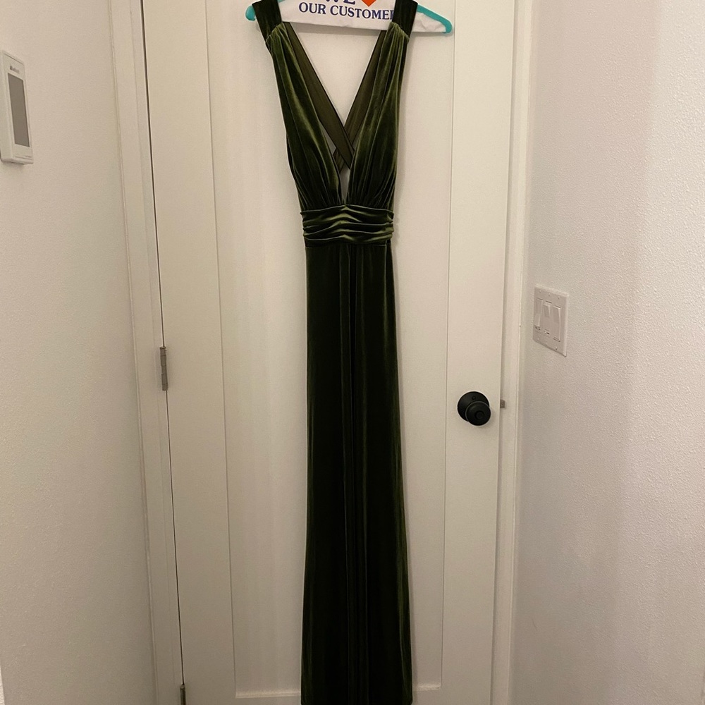 Revelry Dylan velvet bridesmaid dress